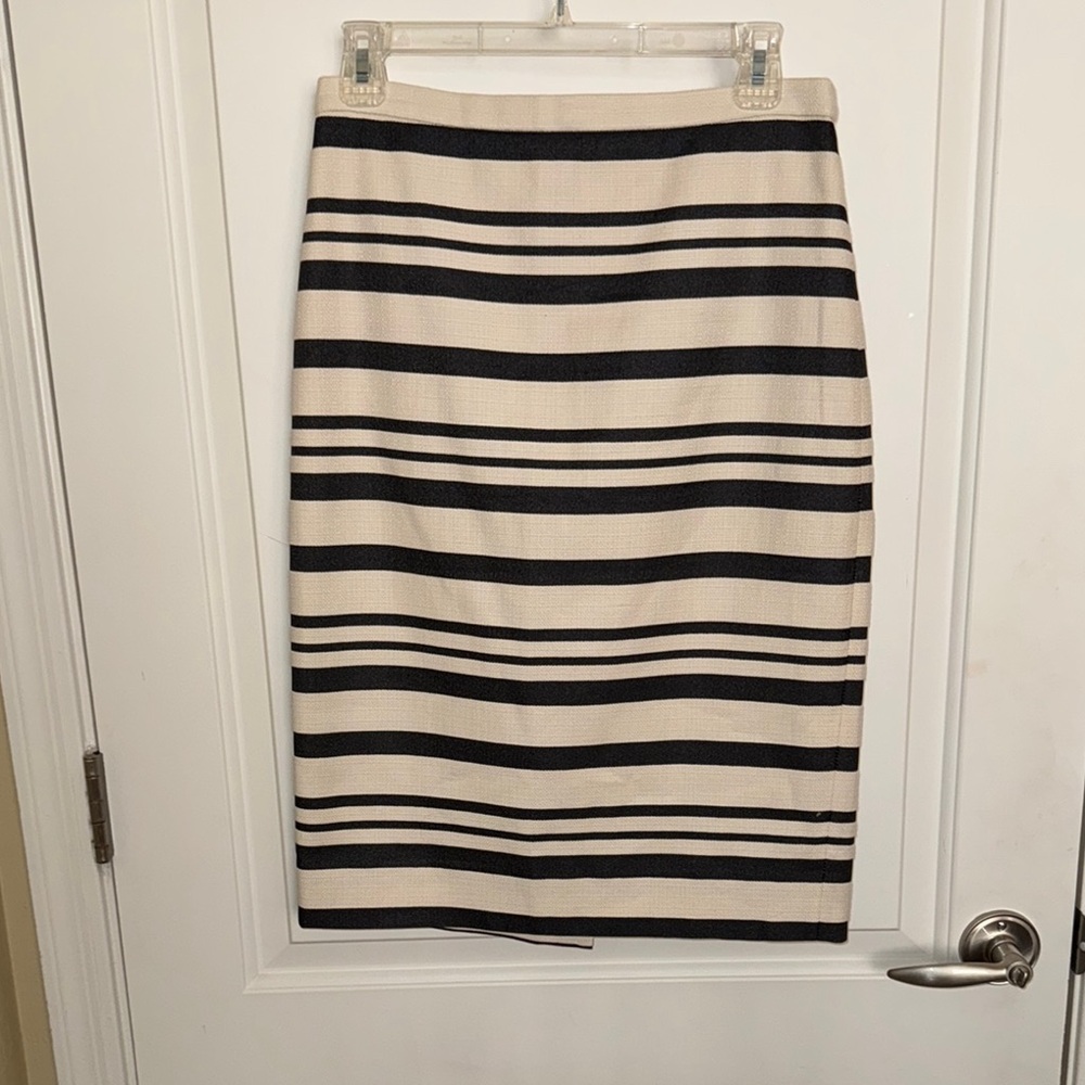 J Crew Striped Black and Cream Skirt